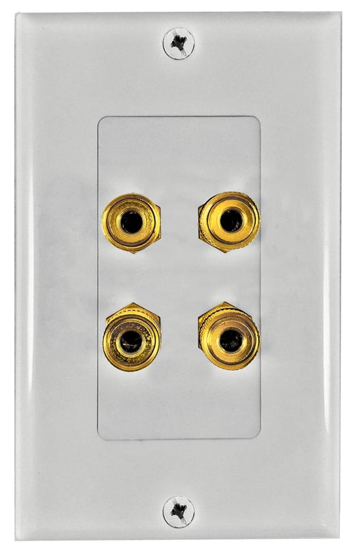 ZENITH Zenith AW1004TBPW Banana Plug Wallplate, Plastic, White ELECTRICAL ZENITH