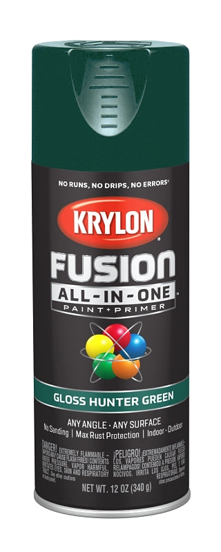 KRYLON Krylon K02789007 Spray Paint, 12 oz Can, 25 sq-ft Coverage Area, Acrylic Base, Gloss, Hunter Green PAINT KRYLON