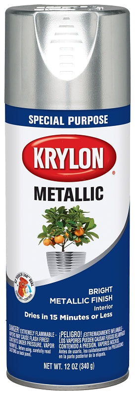 KRYLON Krylon K01401777 Metallic Spray Paint, Metallic, Bright Silver, 11 oz, Can PAINT KRYLON