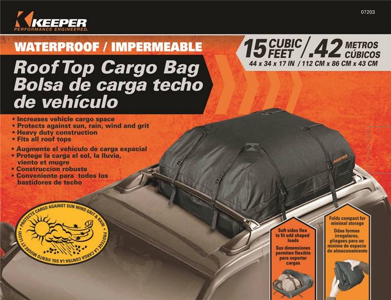 KEEPER Keeper 07203 Roof Top Bag, 15 cu-ft, 44 in L, 34 in W, Cargo, Black AUTOMOTIVE KEEPER