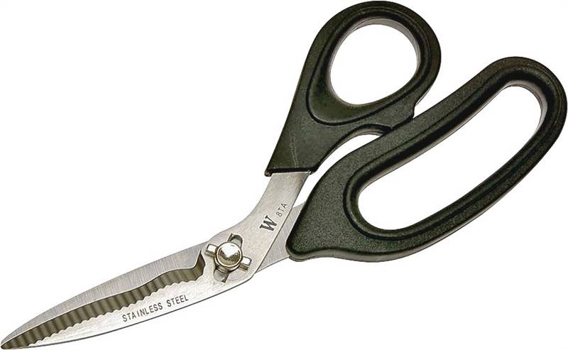 WISS Crescent Wiss W8TA Utility Scissor, 8 in OAL, 4 in L Cut, Stainless Steel Blade, Straight Handle, Black Handle HOUSEWARES WISS   