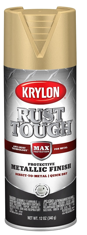 KRYLON Krylon Rust Tough K09273008 Enamel Spray Paint, Metallic, Gold, 12 oz, Can PAINT KRYLON