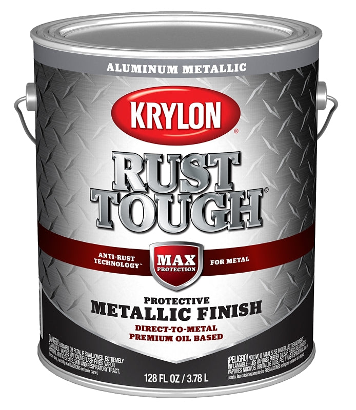 KRYLON Krylon Rust Tough K09742008 Enamel Paint, Metallic Aluminum, 1 gal, 400 sq-ft/gal Coverage Area PAINT KRYLON