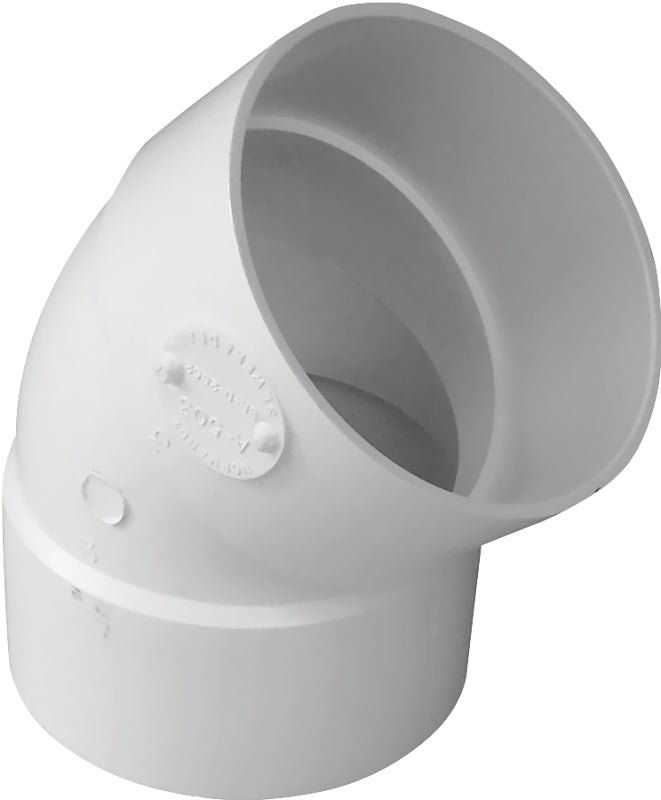 IPEX USA LLC-CANPLAS IPEX 414183BC Sewer Pipe Elbow, 3 in, Hub, 45 deg Angle, PVC, White PLUMBING, HEATING & VENTILATION IPEX USA LLC-CANPLAS