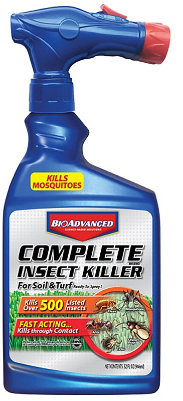 BIOADVANCED BioAdvanced Complete 700384A RTS Insect Killer, Liquid, Spray Application, Around Building Foundations, Lawns, 32 oz LAWN & GARDEN BIOADVANCED