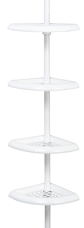 ZENNA HOME Zenna Home 2153WW2 Tension Pole Shower Caddy, 7.2 in OAL, 10.6 in OAW, 4-Shelf, Plastic, White HOUSEWARES ZENNA HOME
