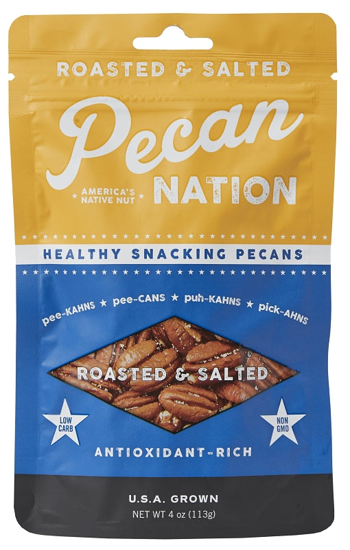 PECAN NATION PECANS ROASTED SALTD 4OZ POUCH HOUSEWARES PECAN NATION