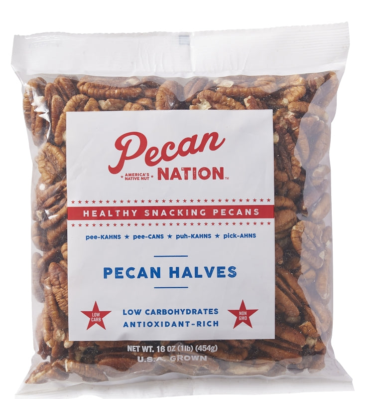 PECAN NATION PECANS HALVES 16OZ PILLOW BAG HOUSEWARES PECAN NATION