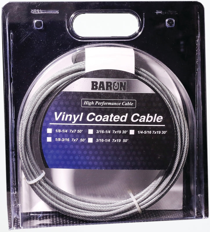 BARON Baron 03205 Aircraft Cable, 3/16 to 1/4 in Dia, 50 ft L, 740 lb Working Load, Steel, Galvanized HARDWARE & FARM SUPPLIES BARON