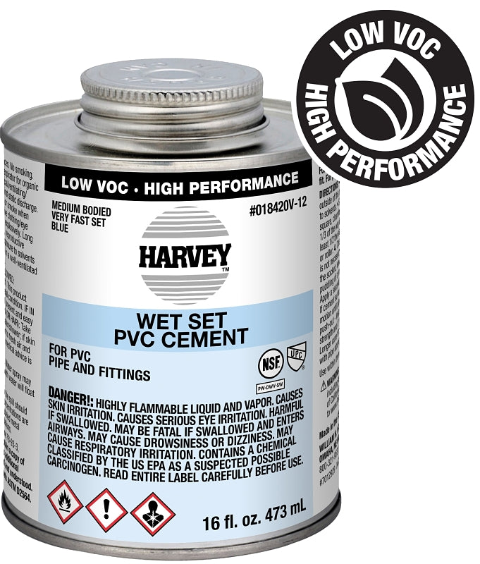 HARVEY Harvey 18420V-12 Medium-Bodied Fast Set Cement, 16 oz Can, Liquid, Blue PLUMBING, HEATING & VENTILATION HARVEY