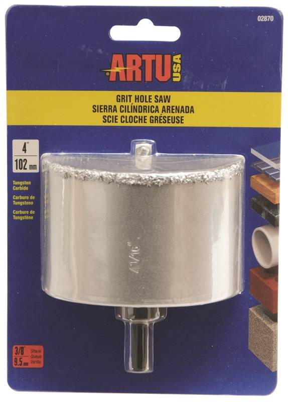 ARTU ARTU 02870 Hole Saw, 4 in Dia, 2-1/4 in D Cutting, 5/8-18 Arbor, Tungsten Carbide Cutting Edge TOOLS ARTU