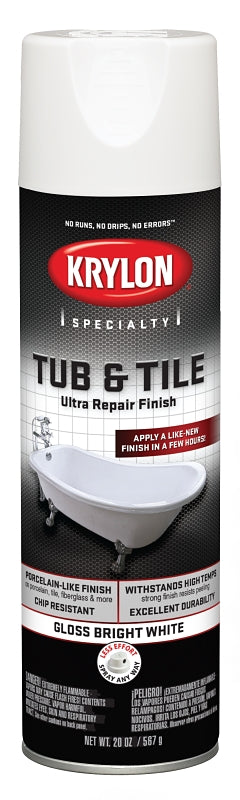 KRYLON Krylon K04502007 Tub And Tile Epoxy, Gloss, White, 17 oz, Can PAINT KRYLON