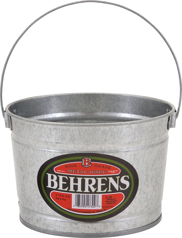 BEHRENS MANUFACTURING Behrens B325 Paint Pail, 2.5 qt Capacity, Steel, Galvanized