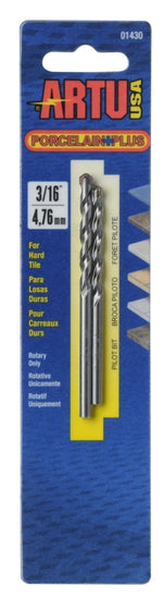 ARTU ARTU 01430 Drill Bit, 3/16 in Dia, 3-1/2 in OAL, Flat Flute, 2-Flute, 3/16 in Dia Shank, Straight Shank TOOLS ARTU