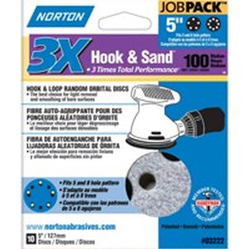 NORTON Norton 03222 Sanding Disc, 5 in Dia, 11/16 in Arbor, Coated, P100 Grit, Medium, Spiral, Alumina Ceramic Abrasive PAINT NORTON
