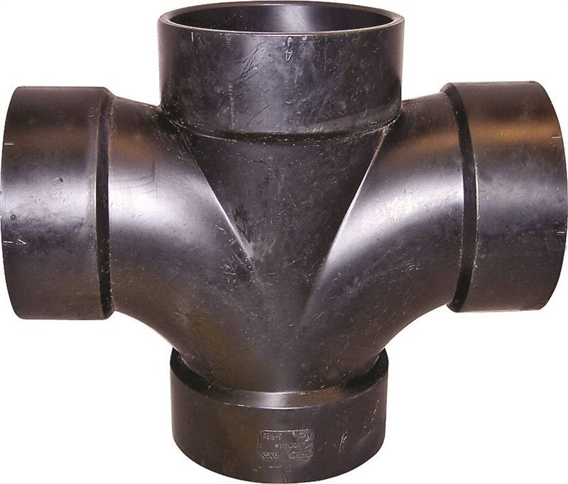 IPEX USA LLC-CANPLAS Canplas 102184BC Double Sanitary Cross, 3 in, Hub, ABS, Black LAWN & GARDEN IPEX USA LLC-CANPLAS