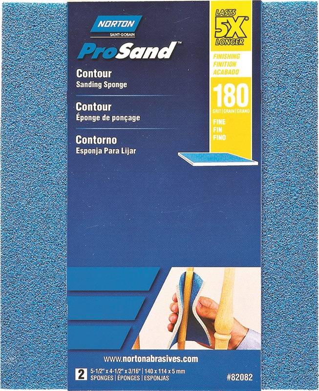 NORTON Norton ProSand 82082 Sanding Sponge, 5-1/2 in L, 4-1/2 in W, 180 Grit, Fine, Aluminum Oxide Abrasive PAINT NORTON   
