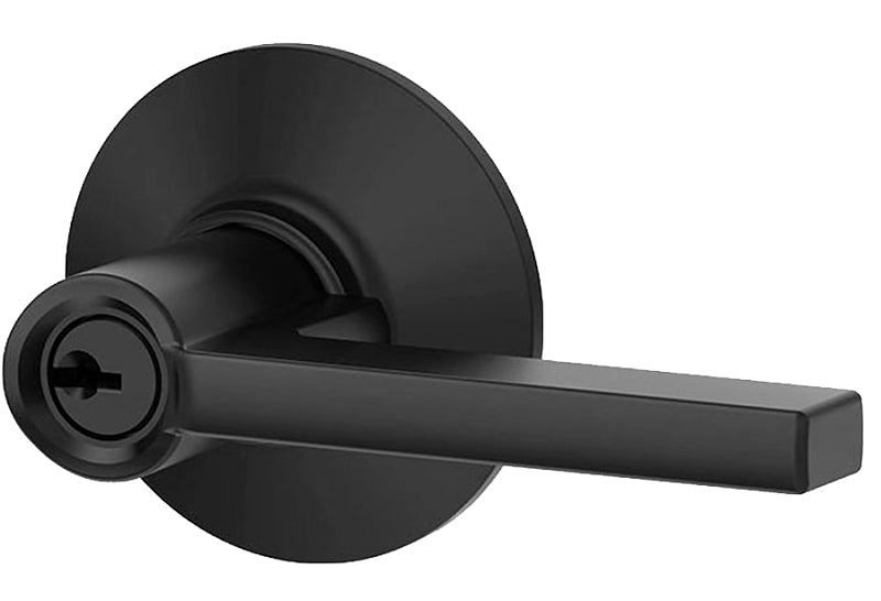 SCHLAGE LOCK Schlage F Series F51A LAT 622 Entry Lever, Matte Black, Brass/Zinc, Residential, Reversible Hand, AAA Grade HARDWARE & FARM SUPPLIES SCHLAGE LOCK