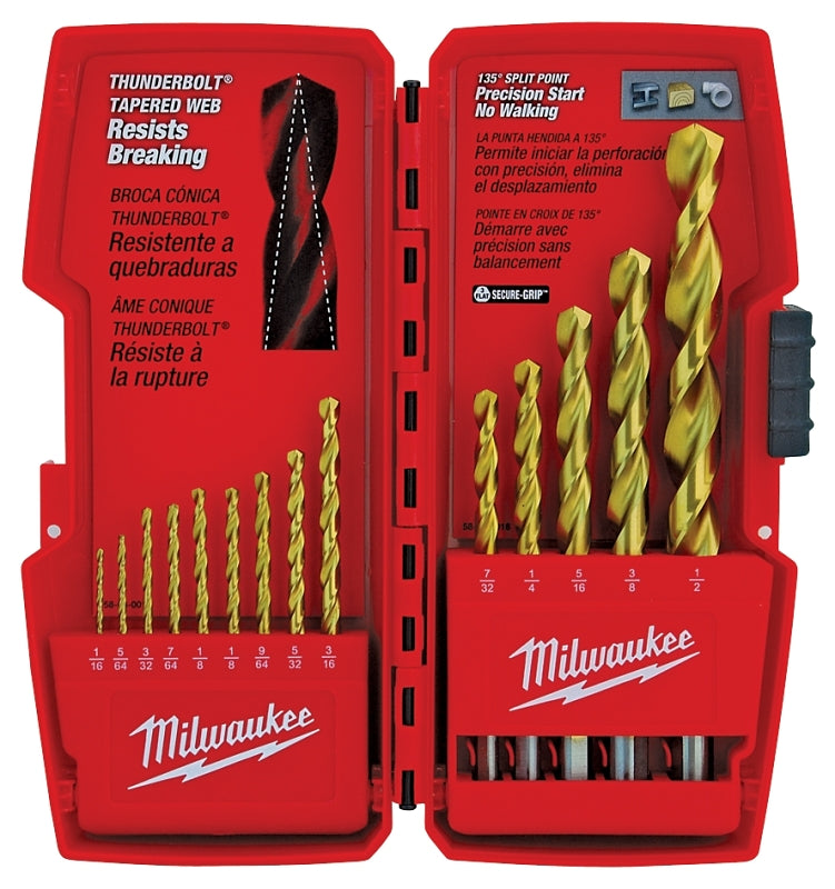 MILWAUKEE Milwaukee 48-89-0011 Drill Bit Set, 14-Piece, Steel, Titanium TOOLS MILWAUKEE