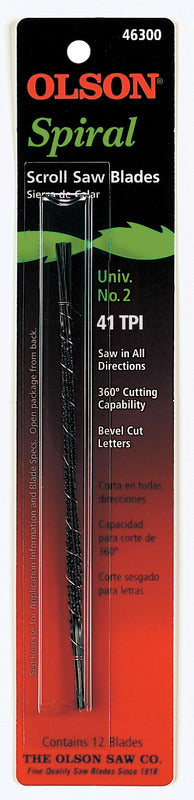 OLSON SAW Olson SP46300 Scroll Saw Blade, Spiral Teeth, 41 TPI, 5 in L TOOLS OLSON SAW