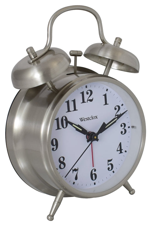 WESTCLOX Westclox 70010 Alarm Clock, AA Battery, Nickel Case, Silver Case HOUSEWARES WESTCLOX   