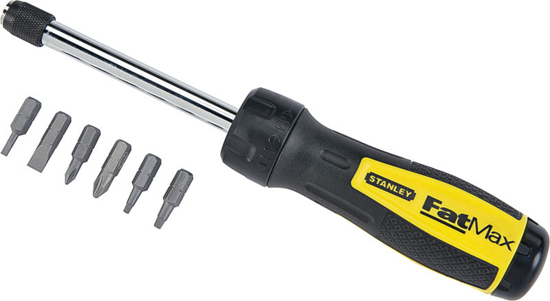 STANLEY STANLEY 69-189 Ratcheting Screwdriver, 6-in-1 Drive, 8-3/4 in OAL, Rubber Handle, Ergonomic Handle TOOLS STANLEY