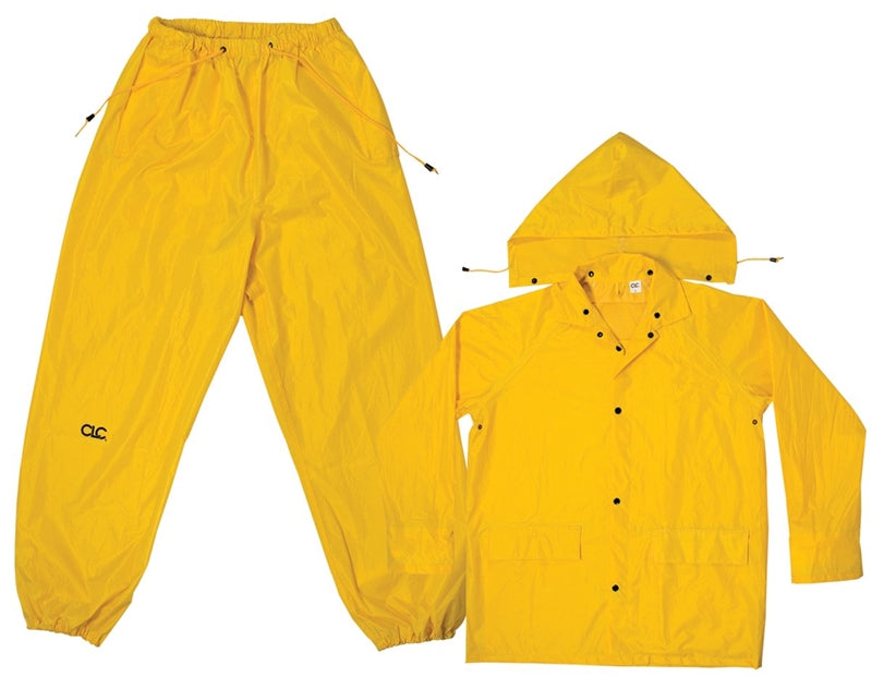 CUSTOM LEATHERCRAFT CLC R102L Rain Suit, L, 170T Polyester, Yellow, Detachable Collar AUTOMOTIVE CUSTOM LEATHERCRAFT   