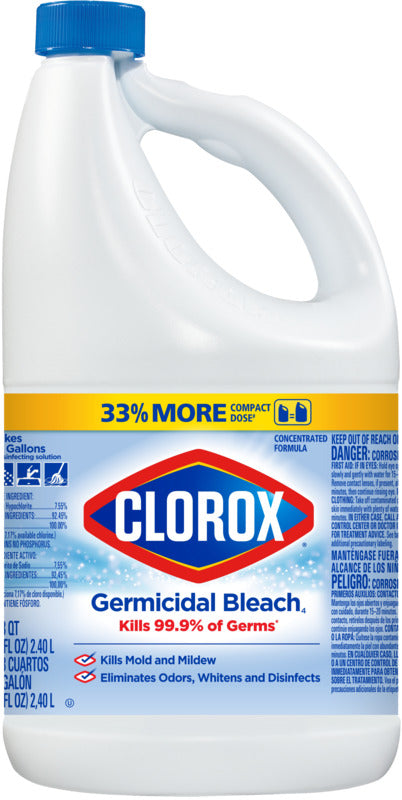 CLOROX Clorox 32464 Germicidal Bleach, 81 oz, Liquid, Bleach, Pale Yellow CLEANING & JANITORIAL SUPPLIES CLOROX