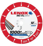 LENOX Lenox MetalMax 1972927 Cut-Off Wheel, 12 in Dia, 0.13 in Thick, 1 in Arbor, 25, 30 Grit, Diamond Abrasive TOOLS LENOX