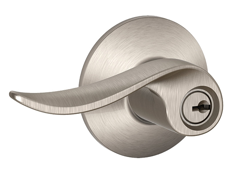 SCHLAGE LOCK Schlage F Series F51VSAC619 Entry Lever, Mechanical Lock, Satin Nickel, 7/8 in Housing Dia, Metal, Residential, 2 Grade HARDWARE & FARM SUPPLIES SCHLAGE LOCK