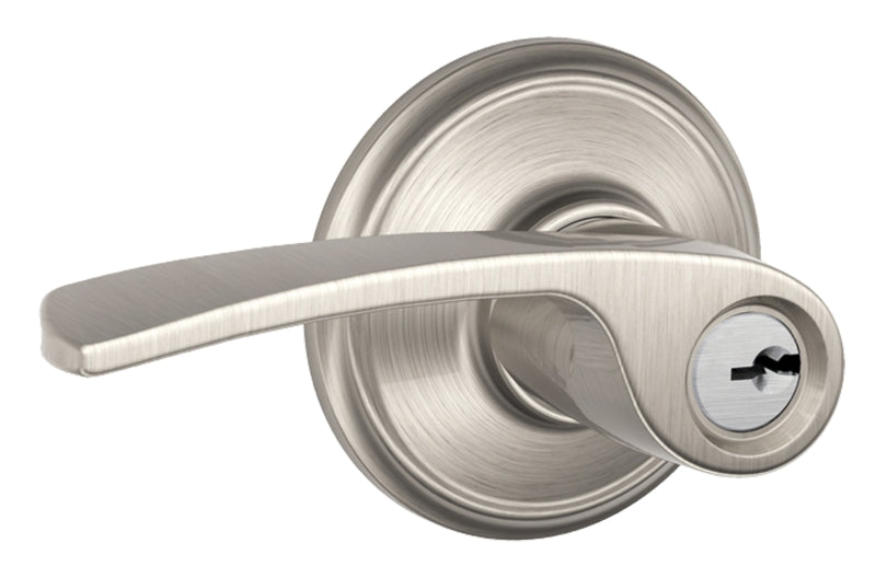 SCHLAGE LOCK Schlage F Series F51VMER619 Entry Lever, Mechanical Lock, Satin Nickel, Metal, Residential, 7/8 in Housing Dia, 2 Grade HARDWARE & FARM SUPPLIES SCHLAGE LOCK
