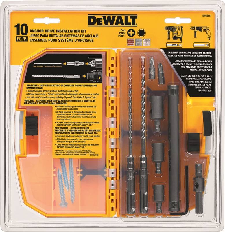 DEWALT DEWALT ULTRACON+ DW5366 Anchor Drive Installation Kit, 10-Piece, Carbide TOOLS DEWALT