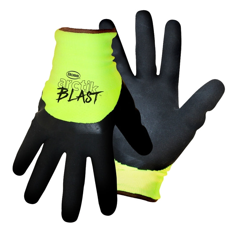 BOSS MFG Boss ARCTIK BLAST 7845L Gloves, Men's, L, Knit Wrist Cuff, Latex Coating, Nylon Glove, Black/Green CLOTHING, FOOTWEAR & SAFETY GEAR BOSS MFG   
