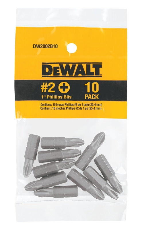 DEWALT DEWALT DW2002B10 Standard Screwdriver Bit, #2 Drive, Phillips Drive, 1/4 in Shank, 1 in L, Steel TOOLS DEWALT