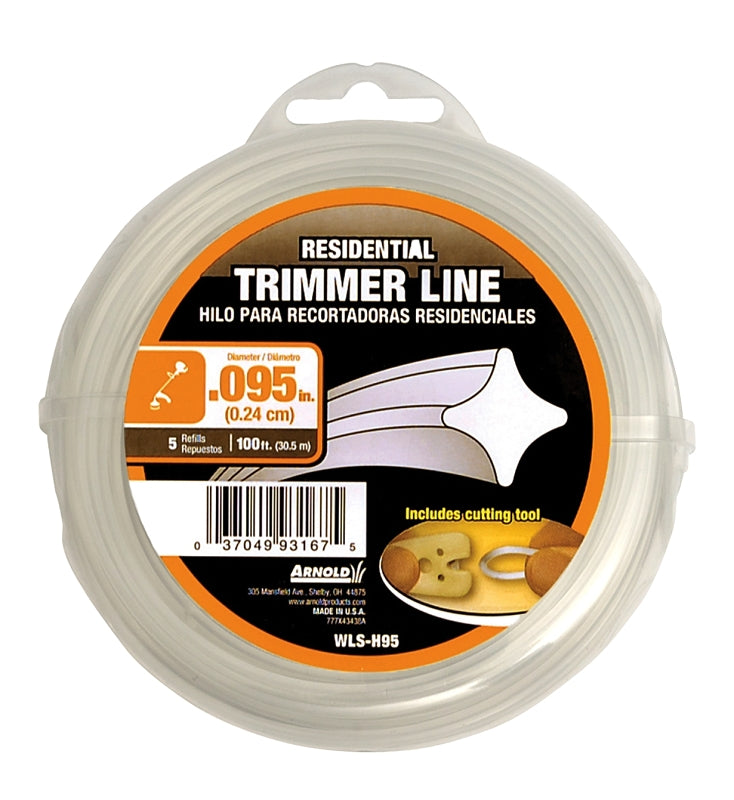 ARNOLD ARNOLD WLS-H95 Trimmer Line, 0.095 in Dia, 100 ft L, Nylon OUTDOOR LIVING & POWER EQUIPMENT ARNOLD   