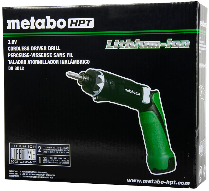 METABO HPT Metabo HPT DB3DL2M Screwdriver Kit, Battery Included, 3.6 V, 1.5 Ah, 1/4 in Chuck, Hex Chuck TOOLS METABO HPT   