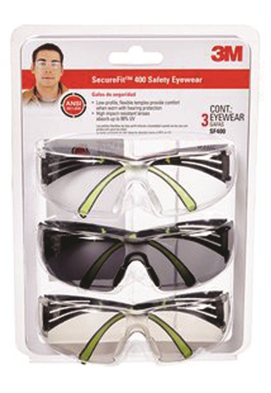 3M 3M SF400-W-3PK Safety Eyewear, Clear/Gray Lens, Neon Green/Black Frame, Anti-Fog, Scratch-Resistant Lens CLOTHING, FOOTWEAR & SAFETY GEAR 3M