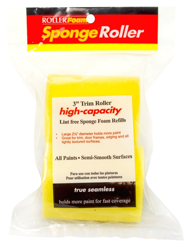 ROLLERLITE RollerLite 3YF075D Roller Cover, 3/4 in Thick Nap, 3 in L, Foam Cover, Yellow PAINT ROLLERLITE   