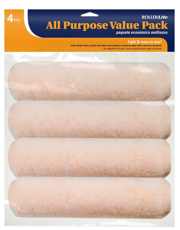 ROLLERLITE RollerLite All-Purpose 9AP038-4PK Roller Cover, 3/8 in Thick Nap, 9 in L, Polyester Cover, Orange PAINT ROLLERLITE   