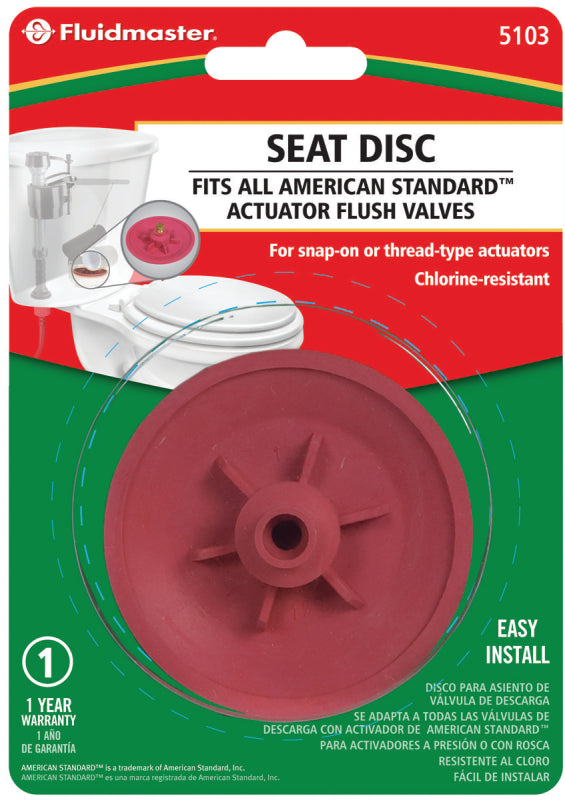 FLUIDMASTER Fluidmaster 5103 Seat Disc, Rubber, Red, For: American Standard Actuator Flush Valves PLUMBING, HEATING & VENTILATION FLUIDMASTER   
