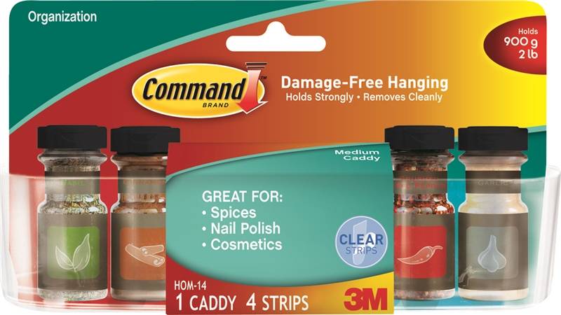 COMMAND Command HOM-14 Medium Caddy, 2 lb Capacity, Plastic, Clear ELECTRICAL COMMAND