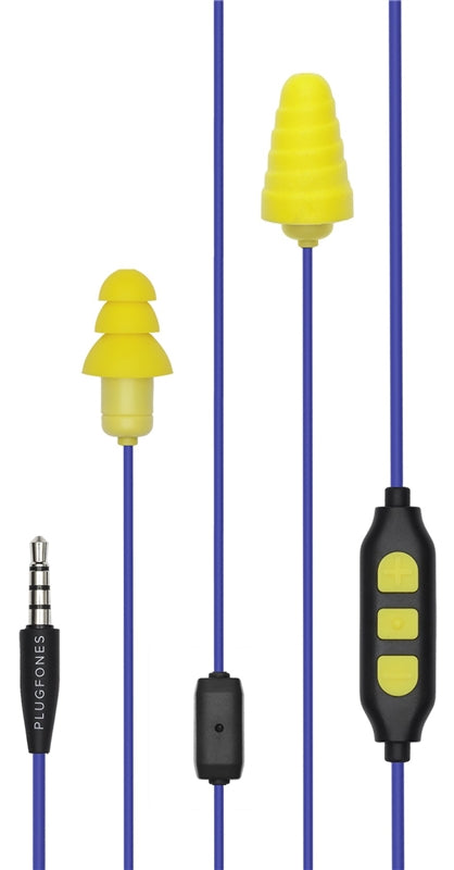 PLUGFONES Plugfones Guardian Plus PGP-UY Earphones, 23/26 dB SPL, Blue/Yellow CLOTHING, FOOTWEAR & SAFETY GEAR PLUGFONES