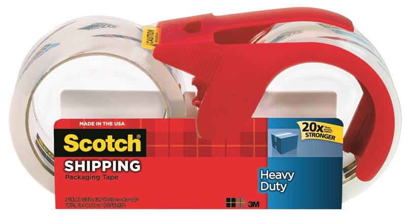 SCOTCH Scotch 3850S-2-1RD Packaging Tape, 38.2 yd L, Clear, 1.88 in W, Polypropylene Backing PAINT SCOTCH   