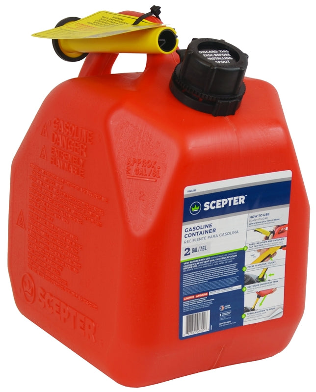 SCEPTER Scepter Flo n' go FG4G211 Gas Can, 2 gal Capacity, Polypropylene, Red AUTOMOTIVE SCEPTER