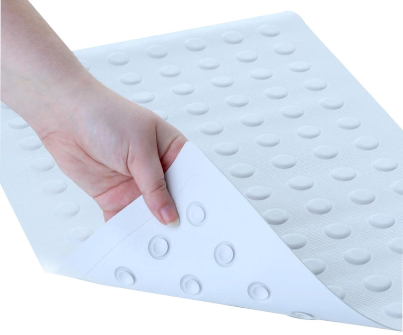SLIP-X SlipX Solutions 06401 Safety Bath Mat with Microban, 22 in L, 14 in W, Rubber Mat Surface, White HOUSEWARES SLIP-X   
