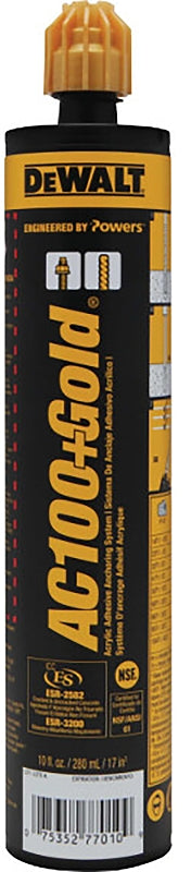 DEWALT DEWALT AC100+ GOLD 8478SDF-PWR Adhesive Epoxy, Paste, 9.5 fl-oz Cartridge, Quick-Shot Cartridge PAINT DEWALT