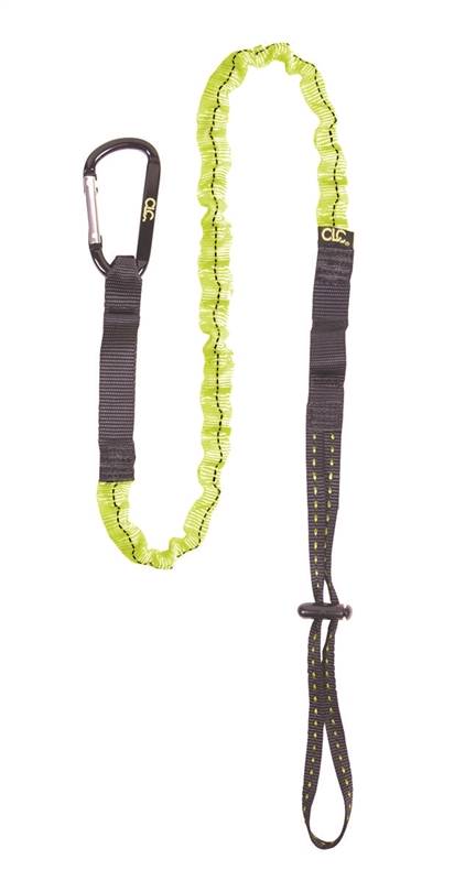HULTAFORS CLC 1030 Tool Lanyard, 39 to 56 in L, 6 lb Working Load, Black/Green, Carabiner End Fitting