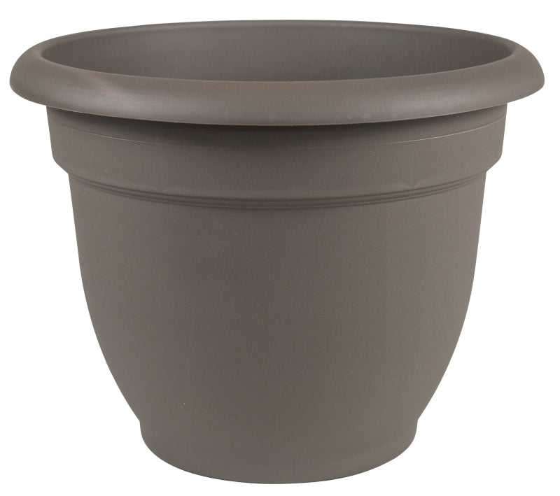 BLOEM Bloem AP1660 Planter, 16 in Dia, 13.7 in H, 17-3/4 in W, Round, Plastic, Peppercorn LAWN & GARDEN BLOEM