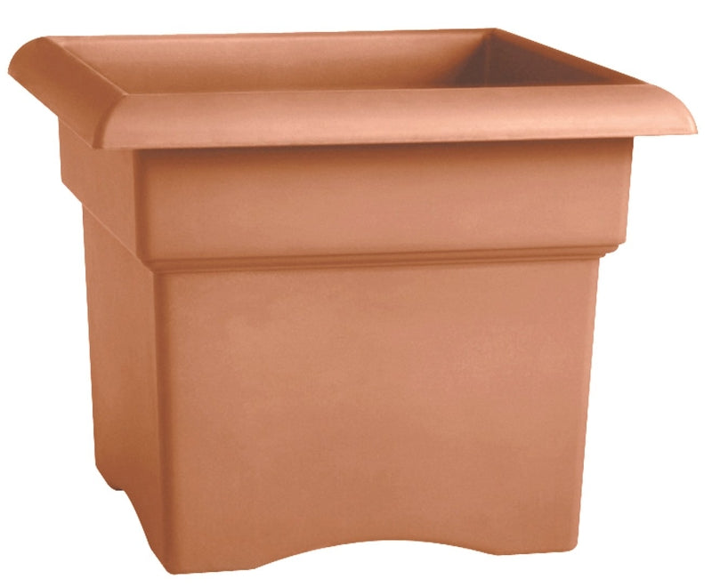BLOEM Bloem 57018C Square Deck Box Planter, 14.3 in H, 18 in W, 18 in D, Square, Veranda Design, Plastic/Resin, Terra Cotta LAWN & GARDEN BLOEM