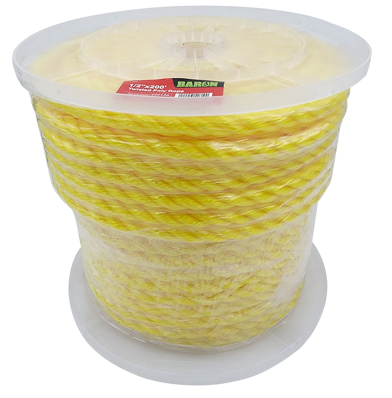 BARON Baron 54610 Rope, 1/2 in Dia, 200 ft L, Polypropylene, Yellow HARDWARE & FARM SUPPLIES BARON